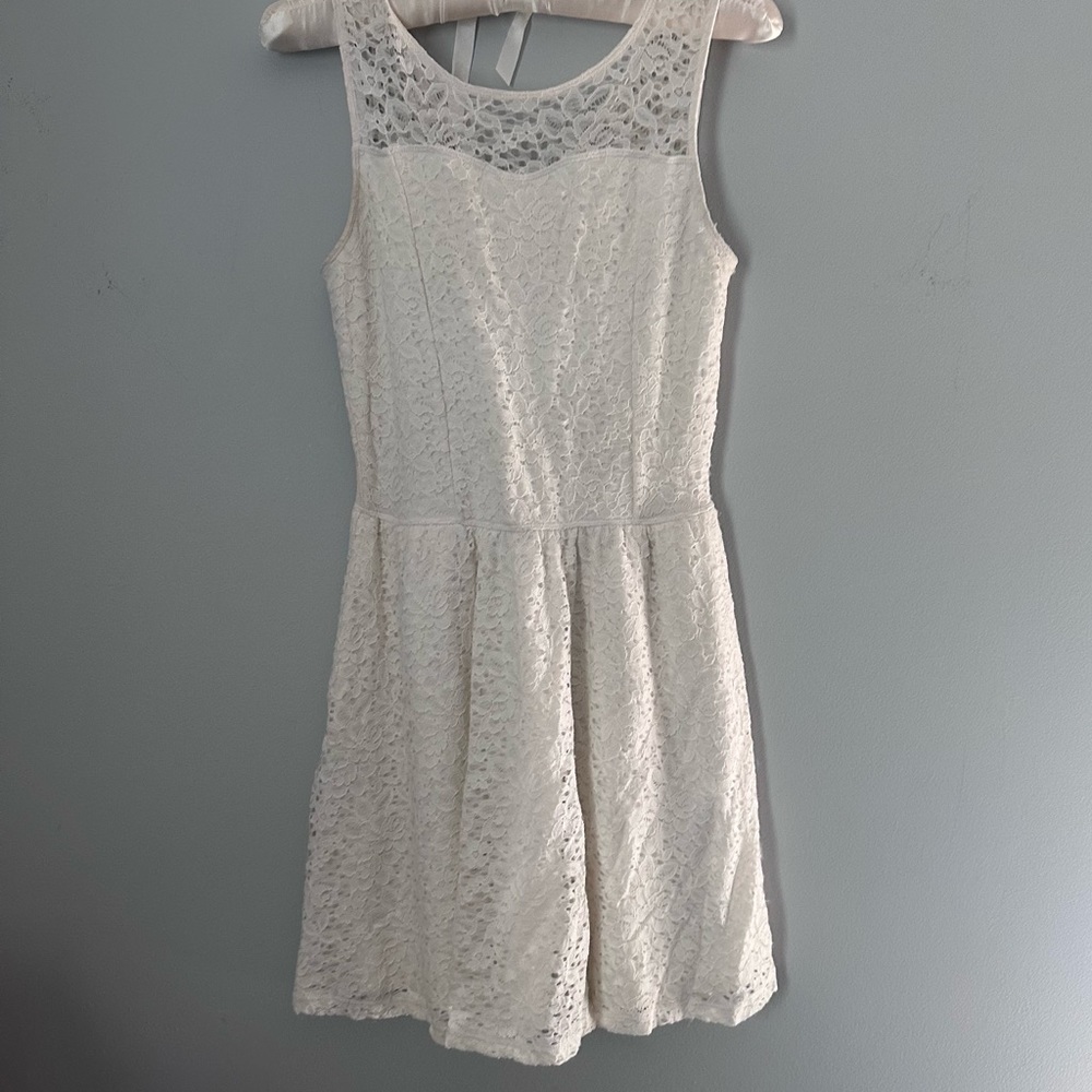 Abercrombie & Fitch Girls Lace White Swing Dress w/ Pockets sz 14/16